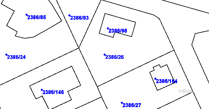 Parcela st. 2386/26 v KÚ Zruč nad Sázavou, Katastrální mapa