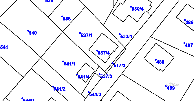 Parcela st. 537/4 v KÚ Zruč nad Sázavou, Katastrální mapa