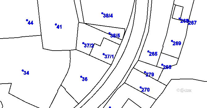 Parcela st. 37/1 v KÚ Zruč nad Sázavou, Katastrální mapa