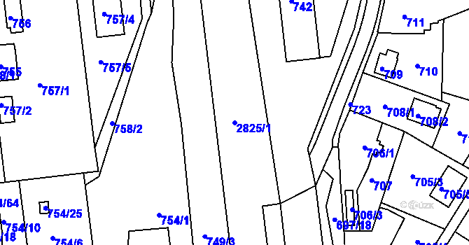 Parcela st. 2825/1 v KÚ Zruč nad Sázavou, Katastrální mapa