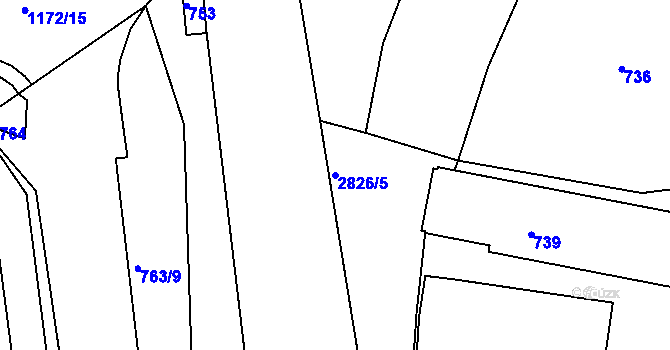 Parcela st. 2826/5 v KÚ Zruč nad Sázavou, Katastrální mapa