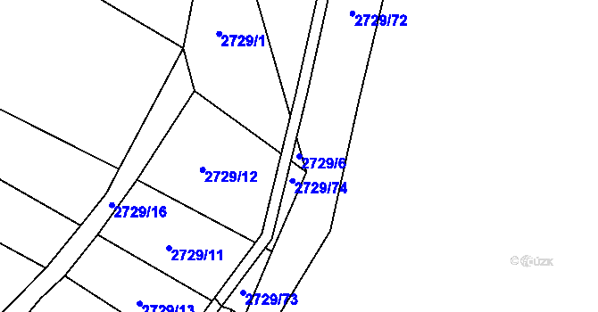 Parcela st. 2729/6 v KÚ Zruč nad Sázavou, Katastrální mapa