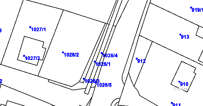 Parcela st. 1026/4 v KÚ Zruč nad Sázavou, Katastrální mapa