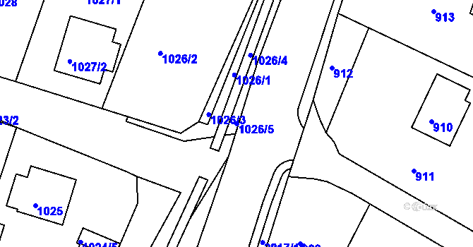 Parcela st. 1026/5 v KÚ Zruč nad Sázavou, Katastrální mapa