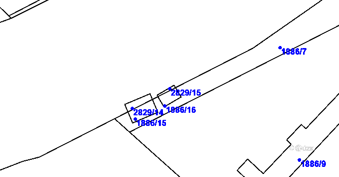 Parcela st. 2829/15 v KÚ Zruč nad Sázavou, Katastrální mapa