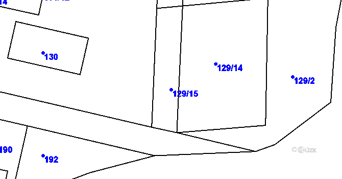 Parcela st. 129/15 v KÚ Zruč nad Sázavou, Katastrální mapa
