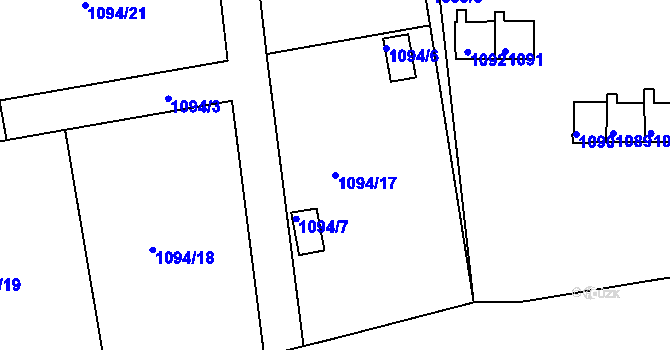 Parcela st. 1094/17 v KÚ Zruč nad Sázavou, Katastrální mapa