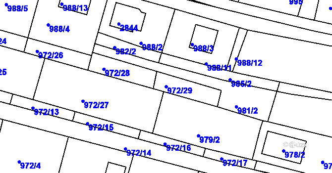 Parcela st. 972/29 v KÚ Zruč nad Sázavou, Katastrální mapa