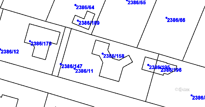 Parcela st. 2386/158 v KÚ Zruč nad Sázavou, Katastrální mapa