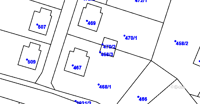 Parcela st. 468/3 v KÚ Zruč nad Sázavou, Katastrální mapa
