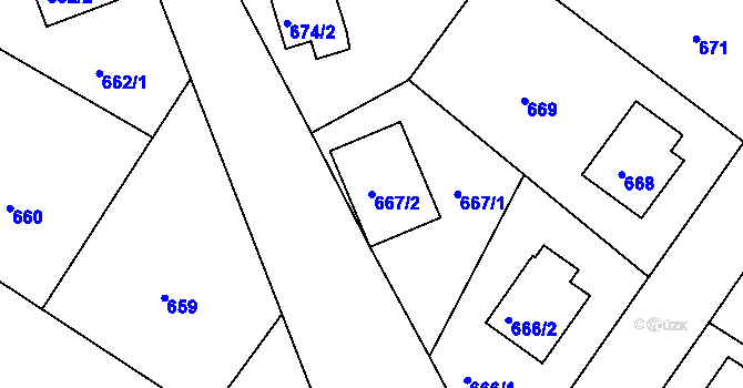Parcela st. 667/2 v KÚ Zruč nad Sázavou, Katastrální mapa