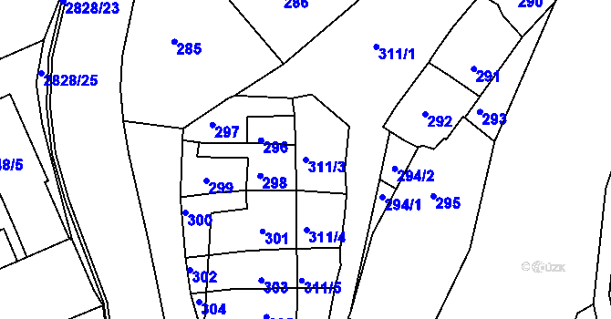 Parcela st. 311/3 v KÚ Zruč nad Sázavou, Katastrální mapa