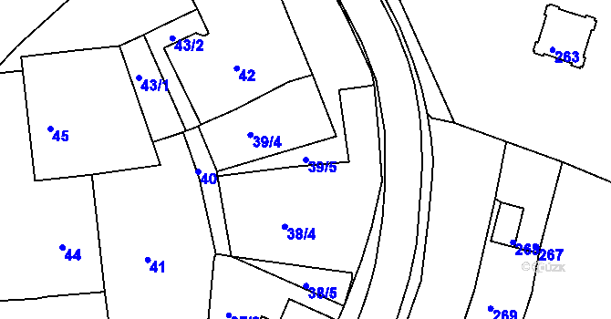 Parcela st. 39/5 v KÚ Zruč nad Sázavou, Katastrální mapa