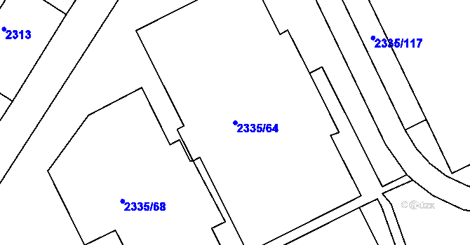 Parcela st. 2335/64 v KÚ Zruč nad Sázavou, Katastrální mapa
