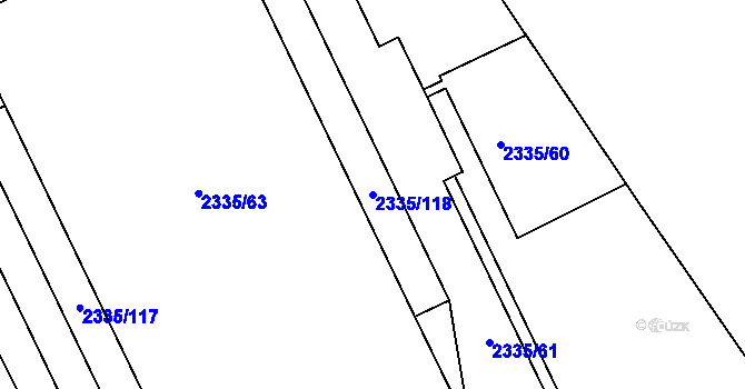 Parcela st. 2335/118 v KÚ Zruč nad Sázavou, Katastrální mapa