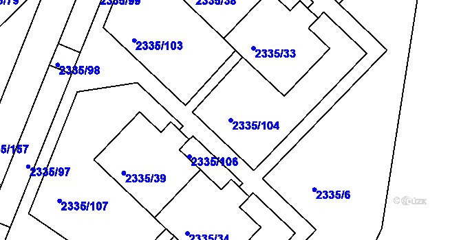 Parcela st. 2335/104 v KÚ Zruč nad Sázavou, Katastrální mapa