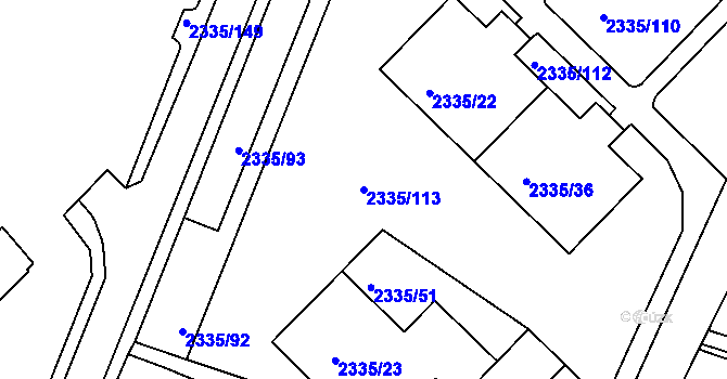 Parcela st. 2335/113 v KÚ Zruč nad Sázavou, Katastrální mapa