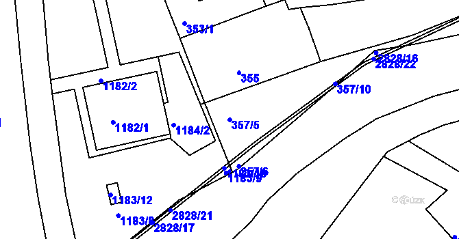 Parcela st. 357/5 v KÚ Zruč nad Sázavou, Katastrální mapa