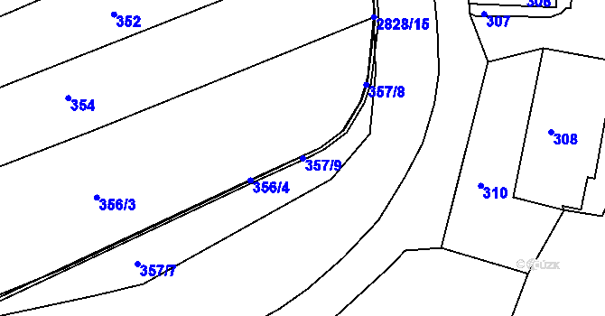 Parcela st. 357/9 v KÚ Zruč nad Sázavou, Katastrální mapa