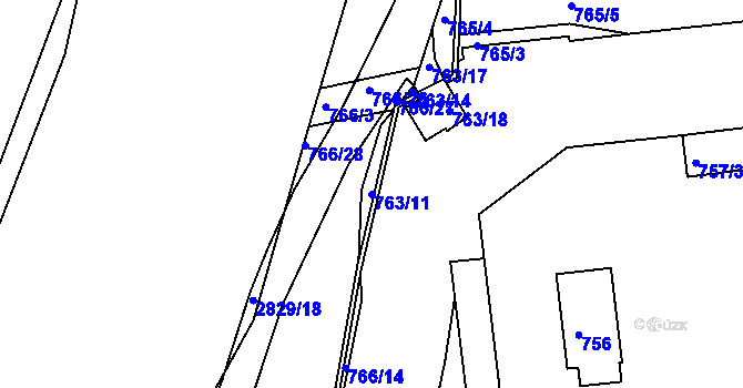Parcela st. 763/11 v KÚ Zruč nad Sázavou, Katastrální mapa