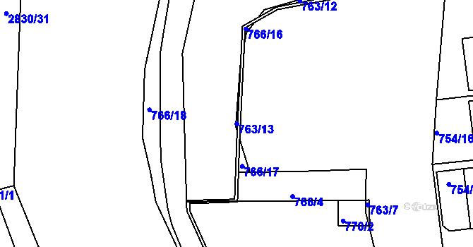Parcela st. 763/13 v KÚ Zruč nad Sázavou, Katastrální mapa