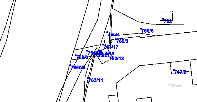 Parcela st. 763/14 v KÚ Zruč nad Sázavou, Katastrální mapa