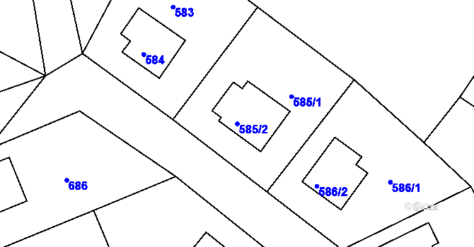 Parcela st. 585/2 v KÚ Zruč nad Sázavou, Katastrální mapa