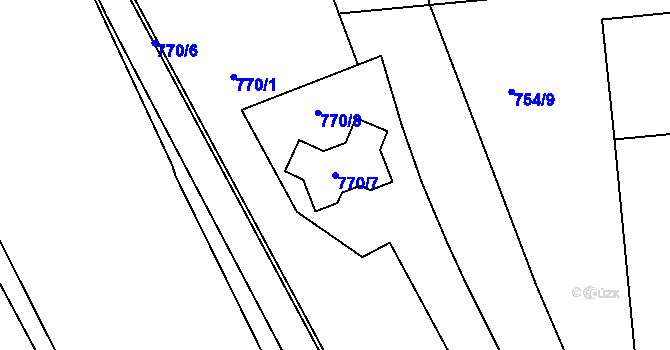 Parcela st. 770/7 v KÚ Zruč nad Sázavou, Katastrální mapa