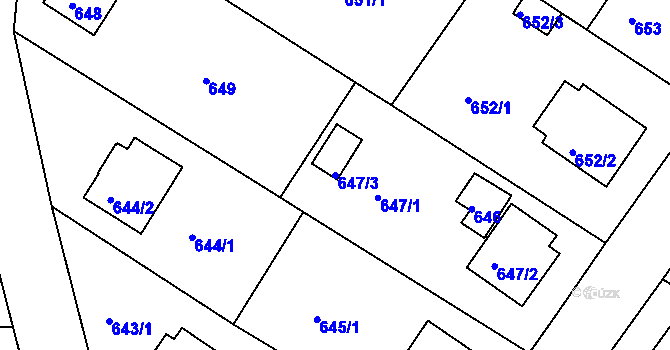 Parcela st. 647/3 v KÚ Zruč nad Sázavou, Katastrální mapa