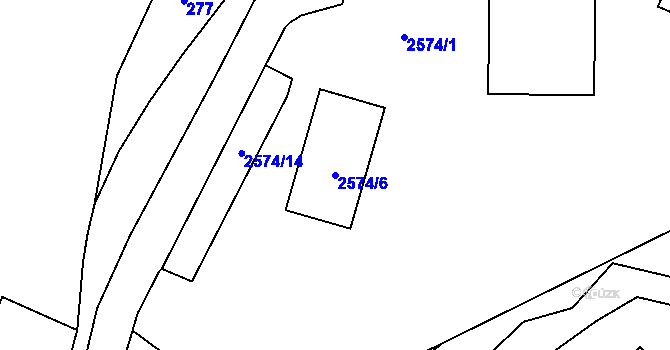Parcela st. 2574/6 v KÚ Zruč nad Sázavou, Katastrální mapa