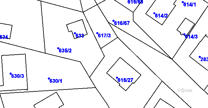 Parcela st. 617/7 v KÚ Zruč nad Sázavou, Katastrální mapa