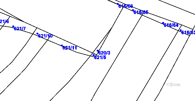 Parcela st. 620/3 v KÚ Zruč nad Sázavou, Katastrální mapa