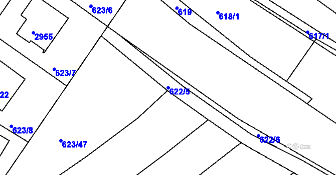 Parcela st. 622/5 v KÚ Zruč nad Sázavou, Katastrální mapa