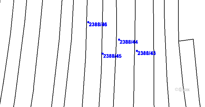 Parcela st. 2388/45 v KÚ Zruč nad Sázavou, Katastrální mapa