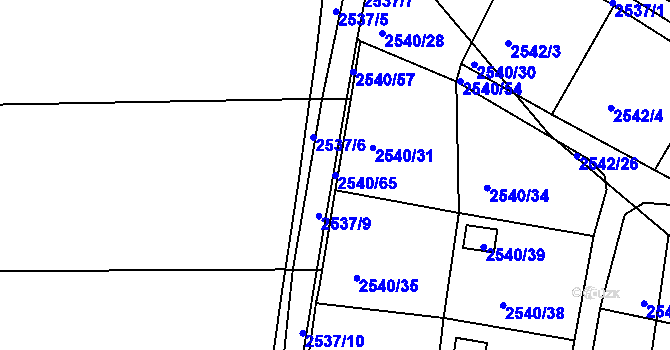 Parcela st. 2540/65 v KÚ Zruč nad Sázavou, Katastrální mapa