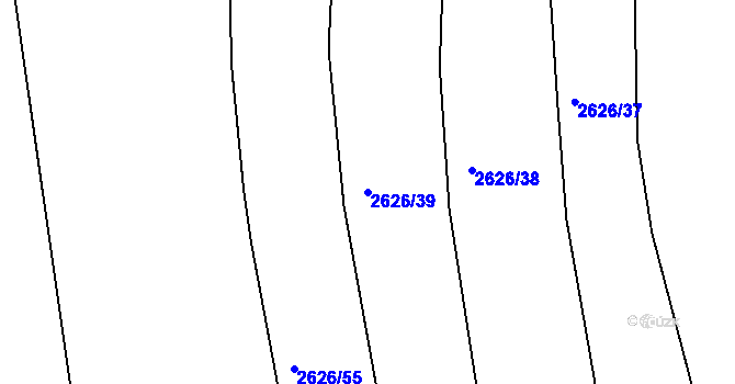 Parcela st. 2626/39 v KÚ Zruč nad Sázavou, Katastrální mapa