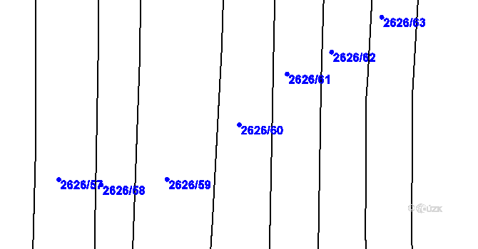 Parcela st. 2626/60 v KÚ Zruč nad Sázavou, Katastrální mapa