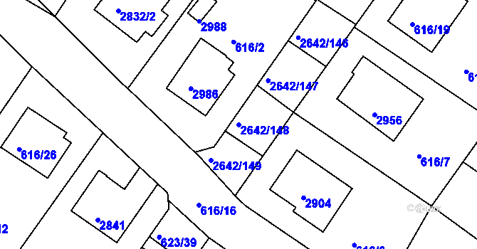 Parcela st. 2642/148 v KÚ Zruč nad Sázavou, Katastrální mapa