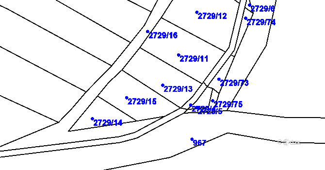 Parcela st. 2729/13 v KÚ Zruč nad Sázavou, Katastrální mapa