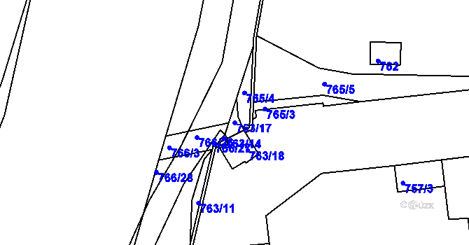 Parcela st. 763/17 v KÚ Zruč nad Sázavou, Katastrální mapa