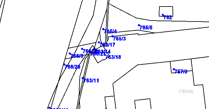 Parcela st. 763/18 v KÚ Zruč nad Sázavou, Katastrální mapa