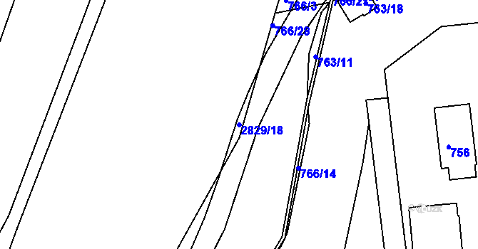 Parcela st. 2829/18 v KÚ Zruč nad Sázavou, Katastrální mapa