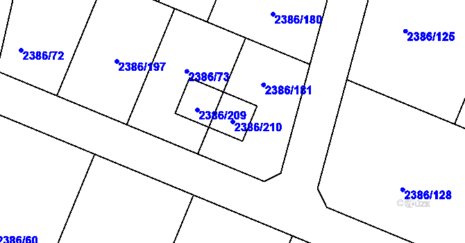 Parcela st. 2386/210 v KÚ Zruč nad Sázavou, Katastrální mapa