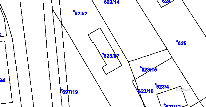 Parcela st. 623/67 v KÚ Zruč nad Sázavou, Katastrální mapa