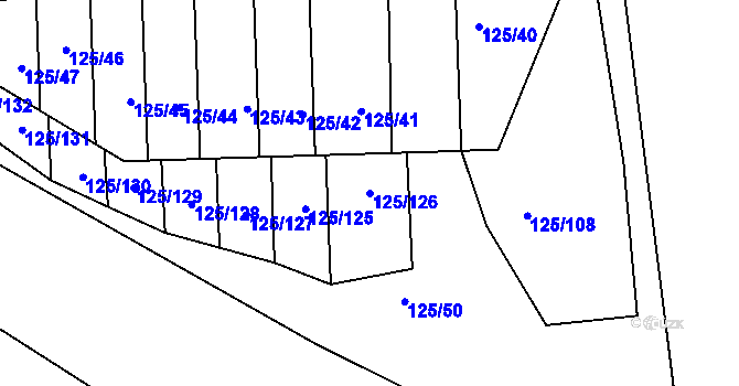 Parcela st. 125/126 v KÚ Zruč nad Sázavou, Katastrální mapa