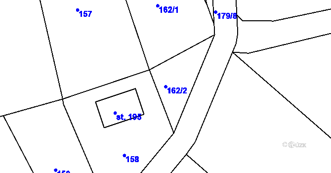 Parcela st. 162/2 v KÚ Věžovatá Pláně, Katastrální mapa
