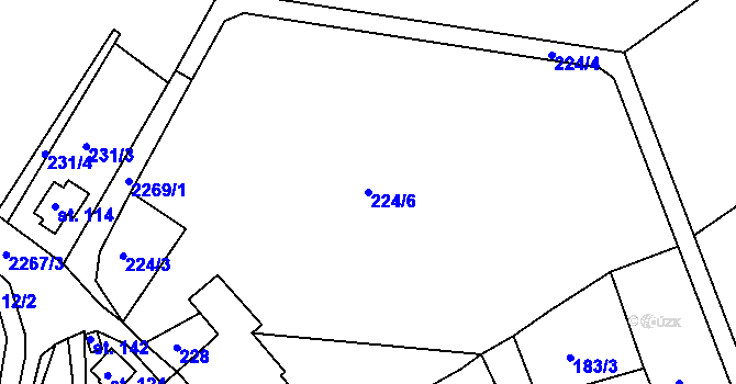 Parcela st. 224/6 v KÚ Věžovatá Pláně, Katastrální mapa