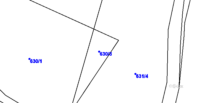 Parcela st. 630/3 v KÚ Věžovatá Pláně, Katastrální mapa