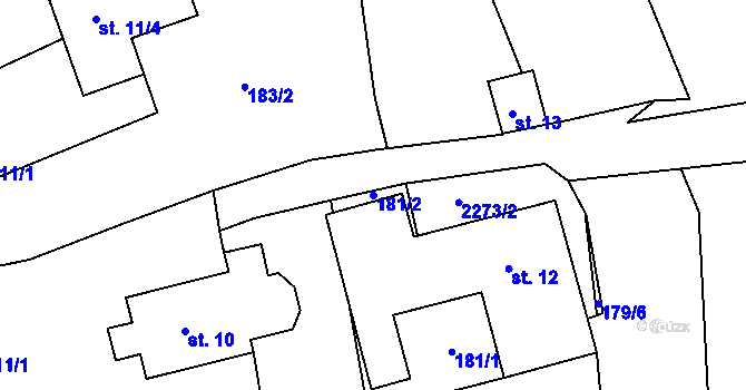 Parcela st. 181/2 v KÚ Věžovatá Pláně, Katastrální mapa