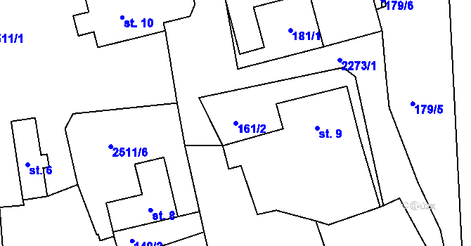 Parcela st. 161/2 v KÚ Věžovatá Pláně, Katastrální mapa